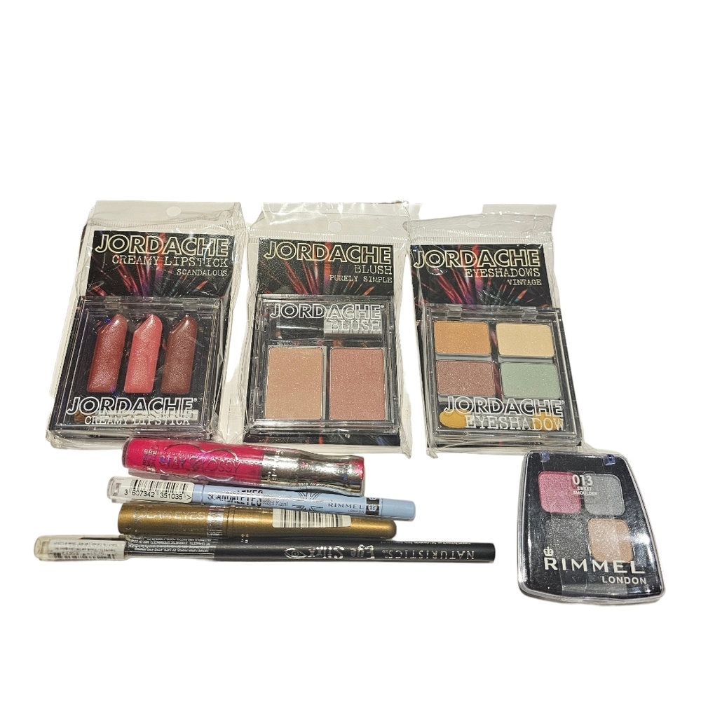 Assorted Makeup Lot 8 Pcs Jane Rimmel Jordache Eyeliner Lip Gloss Blush